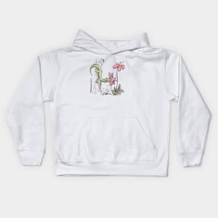 Gecko smelling flowers Kids Hoodie